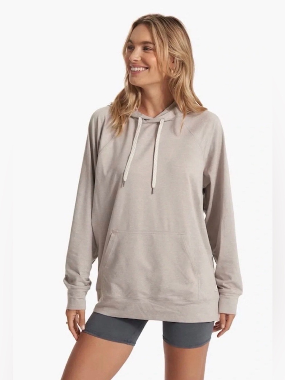 Vuori Light Beige Halo DreamKnit Oversized Pullover Hoodie XSu